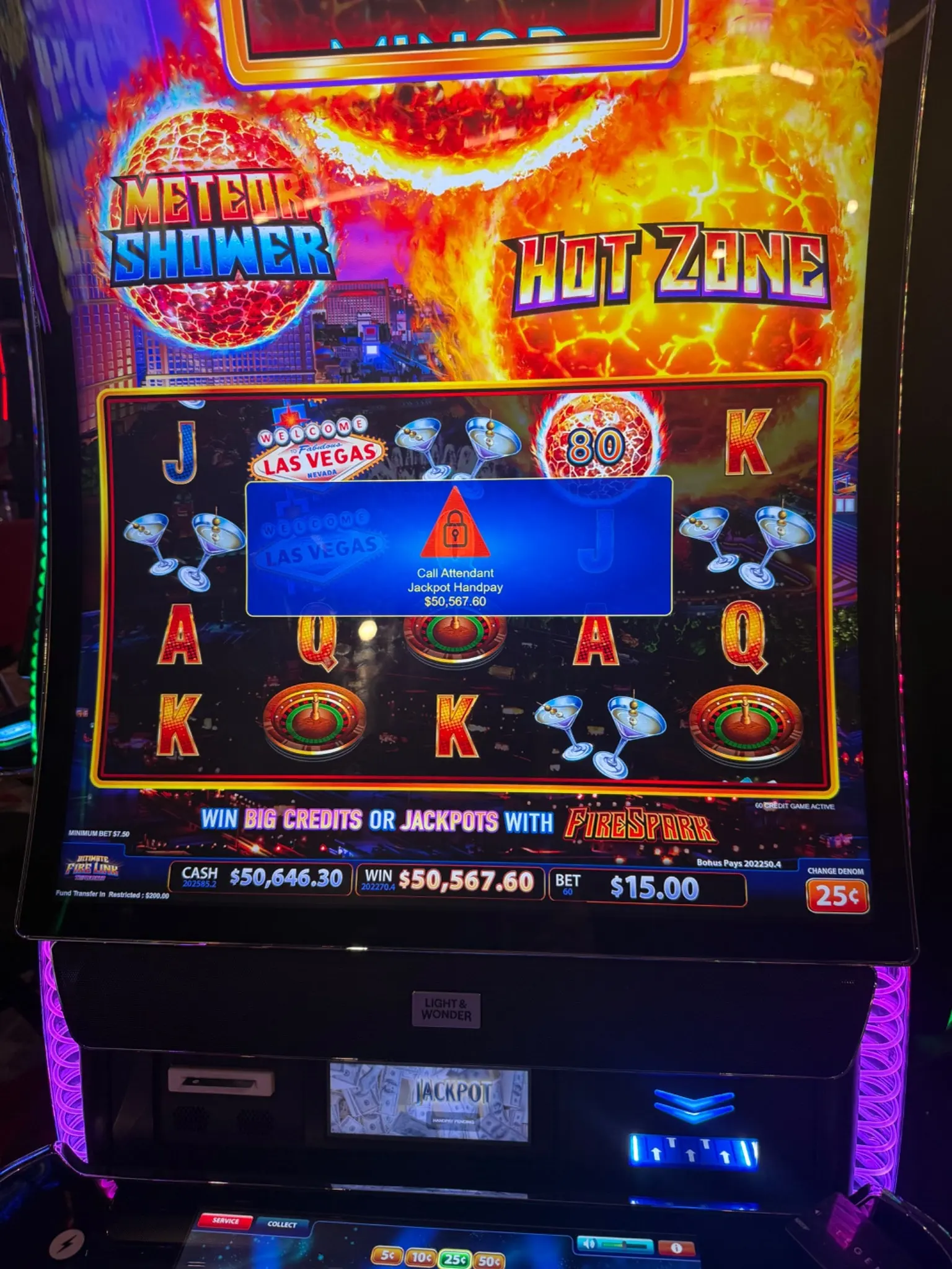 Slot machine win — $50,567.60
